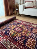 116x313 cm El Dokuma Yolluk, Canlı Renkler ve Harika Desenler, Antika Anadolu Yün Halısı, Şık Ev Dekoru - 6