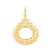 Yarım Altın Çerçeveli Kolye Ucu Altın Kaplama İşlemeli TGR-706 thumbnail 5