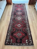 100x305 cm Eşsiz Desenli El Dokuma Yolluk, koyu Renkli Vintage Halı, Harika Kondisyonlu Bohem Tarzı Modern Yolluk - 8