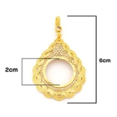 Yarım Altın Çerçeveli Kolye Ucu Altın Kaplama İşlemeli TGR-706 thumbnail 3