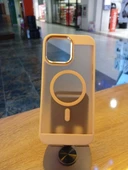 İPhone 14 Pro Max Uyumlu MagSafe Özellikli Kılıf Arka Yüzü Kılıf Renginde Mat Kapak Darbe Koruma Kapak - 1