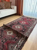 100x305 cm Eşsiz Desenli El Dokuma Yolluk, koyu Renkli Vintage Halı, Harika Kondisyonlu Bohem Tarzı Modern Yolluk - 4