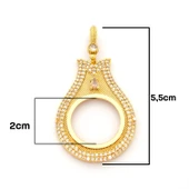 Yarım Altın Çerçeveli Kolye Ucu Altın Kaplama İşlemeli TGR-710 thumbnail 3