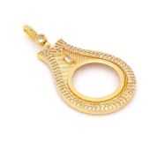 Yarım Altın Çerçeveli Kolye Ucu Altın Kaplama İşlemeli TGR-710 thumbnail 4