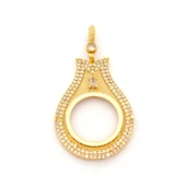 Yarım Altın Çerçeveli Kolye Ucu Altın Kaplama İşlemeli TGR-710 thumbnail 1