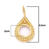 Yarım Altın Çerçeveli Kolye Ucu Altın Kaplama İşlemeli TGR-712 thumbnail 3