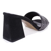 Dagoster DZA07-1284108 Siyah Topuklu Abiye Kadın Terlik - 4