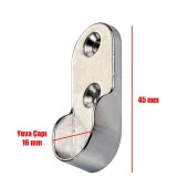 Nobel Askı Flanşı Krom Oval Dolap Elbise Askı Aparatı (2 ADET) - 2