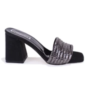 Dagoster DZA07-1284108 Siyah Topuklu Abiye Kadın Terlik - 2