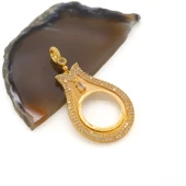 Yarım Altın Çerçeveli Kolye Ucu Altın Kaplama İşlemeli TGR-710 thumbnail 2