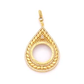 Yarım Altın Çerçeveli Kolye Ucu Altın Kaplama İşlemeli TGR-712 thumbnail 1