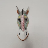 Otantik Zebra Maske Ahşap El Yapımı Afrika 30 cm Duvar Bahçe Cafe Süsleri - 3