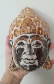 Buda Maske Ahşap El Yapımı 21cm Duvar Bahçe Cafe Kapı Süsleri - 2