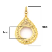 Yarım Altın Çerçeveli Kolye Ucu Altın Kaplama İşlemeli TGR-708 thumbnail 3