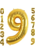 9 Yaş Doğum Günü Parti Kutlama Rakam Folyo Balon Altın Renk 36 Cm 16 Inç - 1