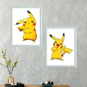 Pikachu İkili Takım Çerçeveli Poster Tablo - 3