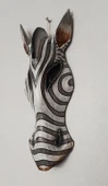 Ahşap El Yapımı Zebra Maske Otantik Afrika 30 cm Duvar Bahçe Cafe Süsleri - 5