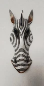 Ahşap El Yapımı Zebra Maske Otantik Afrika 30 cm Duvar Bahçe Cafe Süsleri - 1