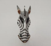 Ahşap El Yapımı Zebra Maske Otantik Afrika 30 cm Duvar Bahçe Cafe Süsleri - 3