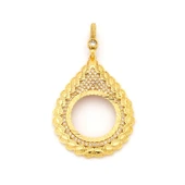 Yarım Altın Çerçeveli Kolye Ucu Altın Kaplama İşlemeli TGR-708 thumbnail 1
