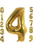 4 Yaş Doğum Günü Parti Kutlama Rakam Folyo Balon Altın Renk 36 Cm 16 Inç - 3