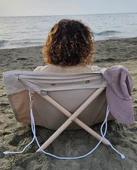 Askılı Katlanabilir Portatif Şezlong Bej Rengi | Sırt Dayanaklı Katlanabilir Plaj ve Piknik Örtüsü thumbnail 5