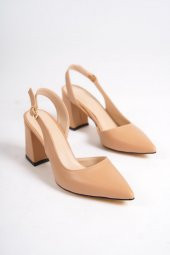 Ten Rengi Asimetrik Bantlı Stiletto Topuklu Ayakkabı - Polly - 4