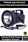 Premium 2 Modlu 1000 Lümen Güçlü Beyaz Aydınlatma 20W Şarj Edilebilir Profesyonel Portatif El Feneri thumbnail 1