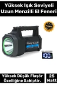 Premium 5200mAh Bataryalı 3 Modlu 21cm Uzunluk Beyaz Aydınlatma 25W Led Şarjlı El Feneri - 1