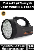 Premium 3 Modlu Beyaz Işıklı 75W Şarjlı Taşıma Askılı 300 Metre Mesafe 1200 Lümen 25 Ledli El Feneri thumbnail 1