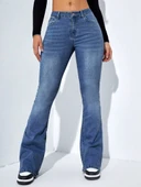 Lucky Life Kadın Yüksek Bel Cepli İspanyol Paçalı Kot Jeans Pantolon - 3