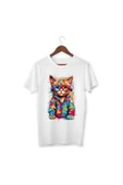 Kedi Baskılı Tişört Kedicik Çocuk Yetişkin Beyaz T-shirt Unisex Çocuk Tişört - 1