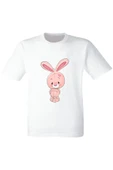 Pembe Tavşan Desenli Baskılı Çocuk Tişörtü thumbnail 1