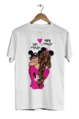 Unisex Anne ve Çocuk  Beyaz   Mama Mouse Baby Mouse Dijital Baskılı T-Shirt thumbnail 1