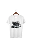 Araba Baskılı Tişört Yetişkin/Çocuk Beyaz T-shirt - 1