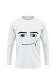 Roblox Face Man Uzun Kollu İnce Tişört Beyaz Unisex Tshirt Roblox Tişört thumbnail 1