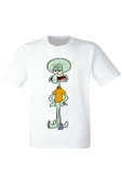 Sünger Bob Squidward Baskılı Beyaz Tişört - 1
