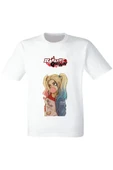 Harley Quinn Baskılı Beyaz Tişört thumbnail 1