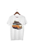 Araba Baskılı Vosvos Tişört Çocuk Yetişkin Beyaz T-shirt Unisex Tişört - 1