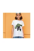 Hulk Tişört Hulk Baskılı Çocuk Yetişkin Beyaz Hulk T-shirt Unisex thumbnail 2