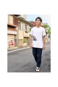 Şehir  Silüet Baskılı Bayaz Tişört Yetişkin/Çocuk Beyaz T-shirt - 2