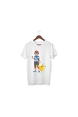 Pokemon Tişört Çocuk Yetişkin Beyaz T-shirt Pokemon Pikachu Baskılı Beyaz Tişört - 1