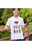 Brawl Stars Karakterler Çocuk Yetişkin Beyaz T-shirt Unisex Edgar Draco Spike Frank Leon - 1