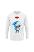 Brawl Stars Shark Leon Çocuk Yetişkin Beyaz T-shirt Unisex Çocuk Tişört - 1