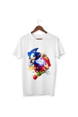 Sonic Tişörtleri Beyaz Unisex T-shirt Sonik Çocuk Yetişkin Tişört thumbnail 1