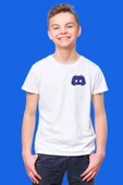 Discord Logo Baskılı Kısa Kollu Beyaz Gamer Tişört - 4