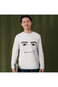 Roblox Face Man Uzun Kollu İnce Tişört Beyaz Unisex Tshirt Roblox Tişört thumbnail 2