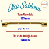 10 Adet Alperen Düz Mobilya Mutfak Dolabı Çekmece Dolap Kulpu Metal Kulp Kulbu 128 MM-12.8 CM Altın - 2