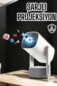 Akıllı Projeksiyon Powerbankli Taşınabilir Sinema Projektörü 4k HD Kaliteli - 1