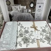 YATAK ÖRTÜSÜ SETİ 8 PARÇA İRİNA OLİVİA GRİ thumbnail 3